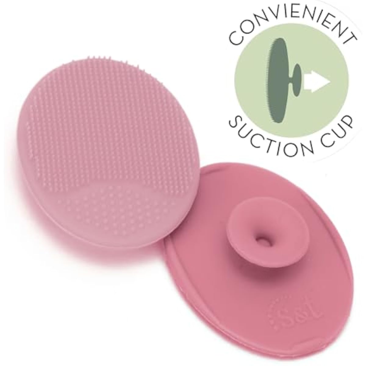 S&T INC. 2-inch silicone exfoliating and massaging cradle cap bath brushes, 2 pack, pink