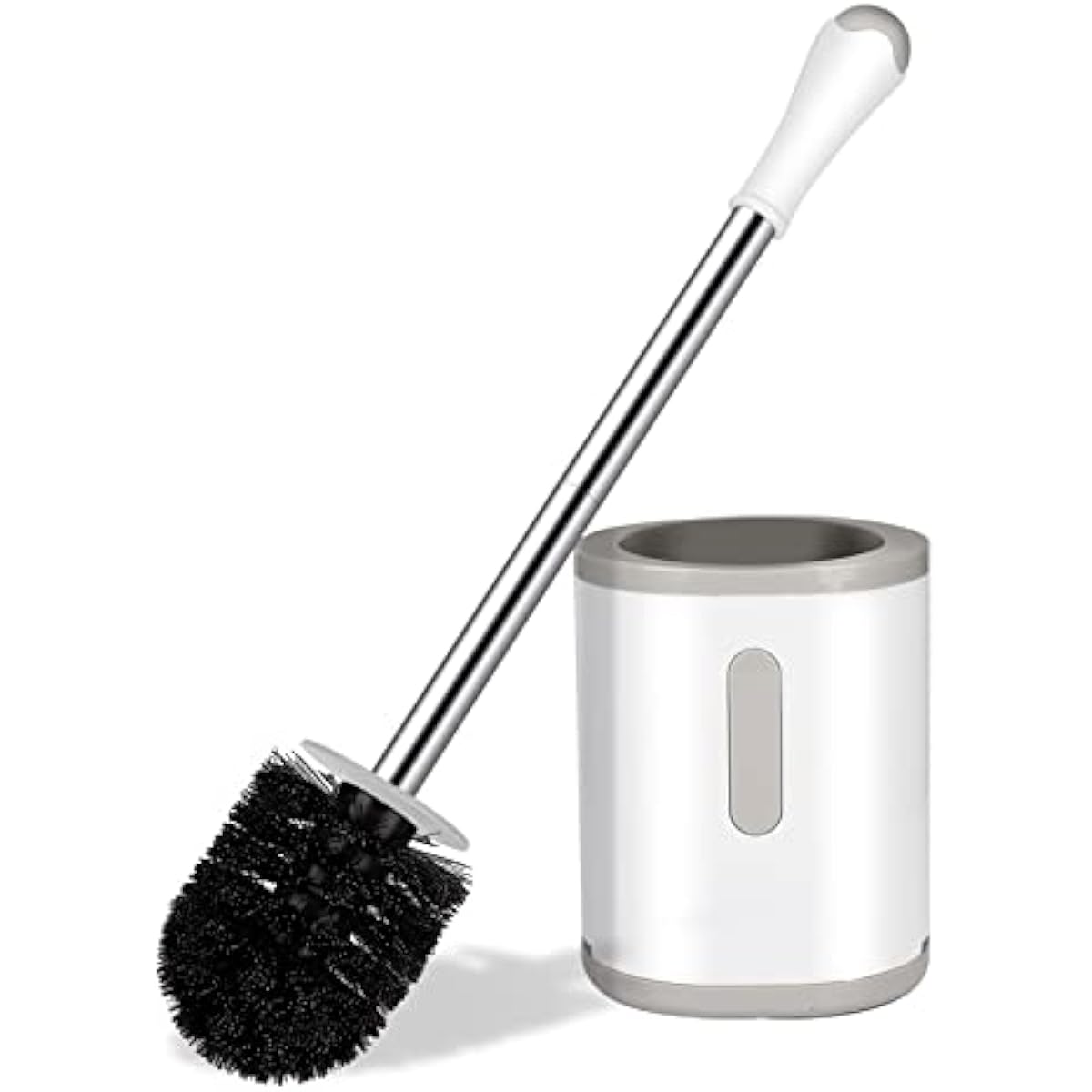Compact Toilet Brush & Holder, Stainless Steel Handle, Space Saving for Storage