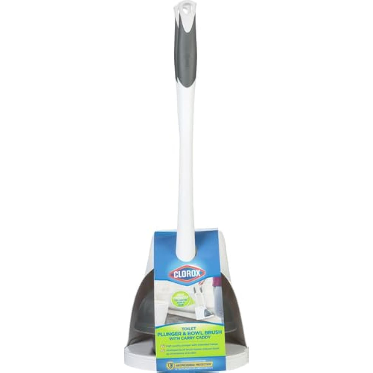 Clorox Toilet Plunger and Bowl Brush Combo with Discreet Caddy - Durable Cleaning Tools for Bathrooms