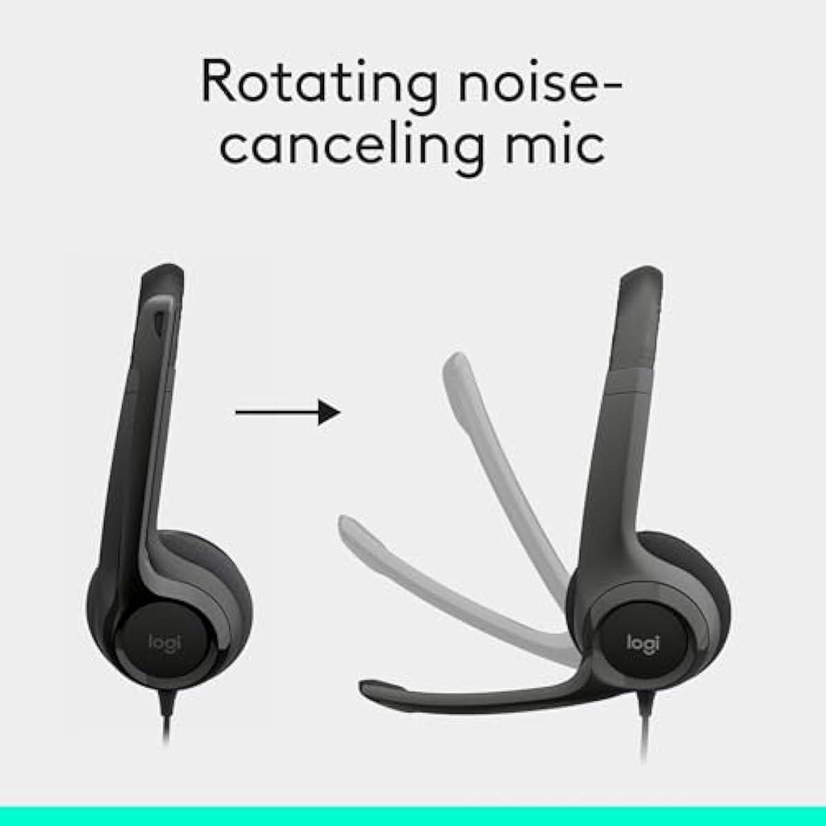 Logitech H390 black stereo wired headset with noise cancelling mic for PC, laptop, Chromebook