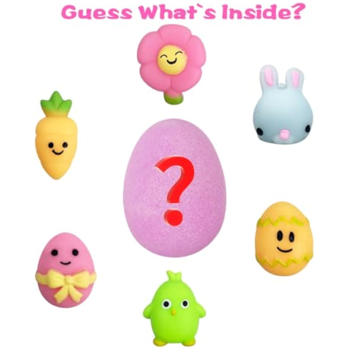 Jofan 6 Pack Easter Bubble Bath Bombs with Easter Squishy Toys Inside for Kids Girls Boys Easter Basket Stuffers Gifts