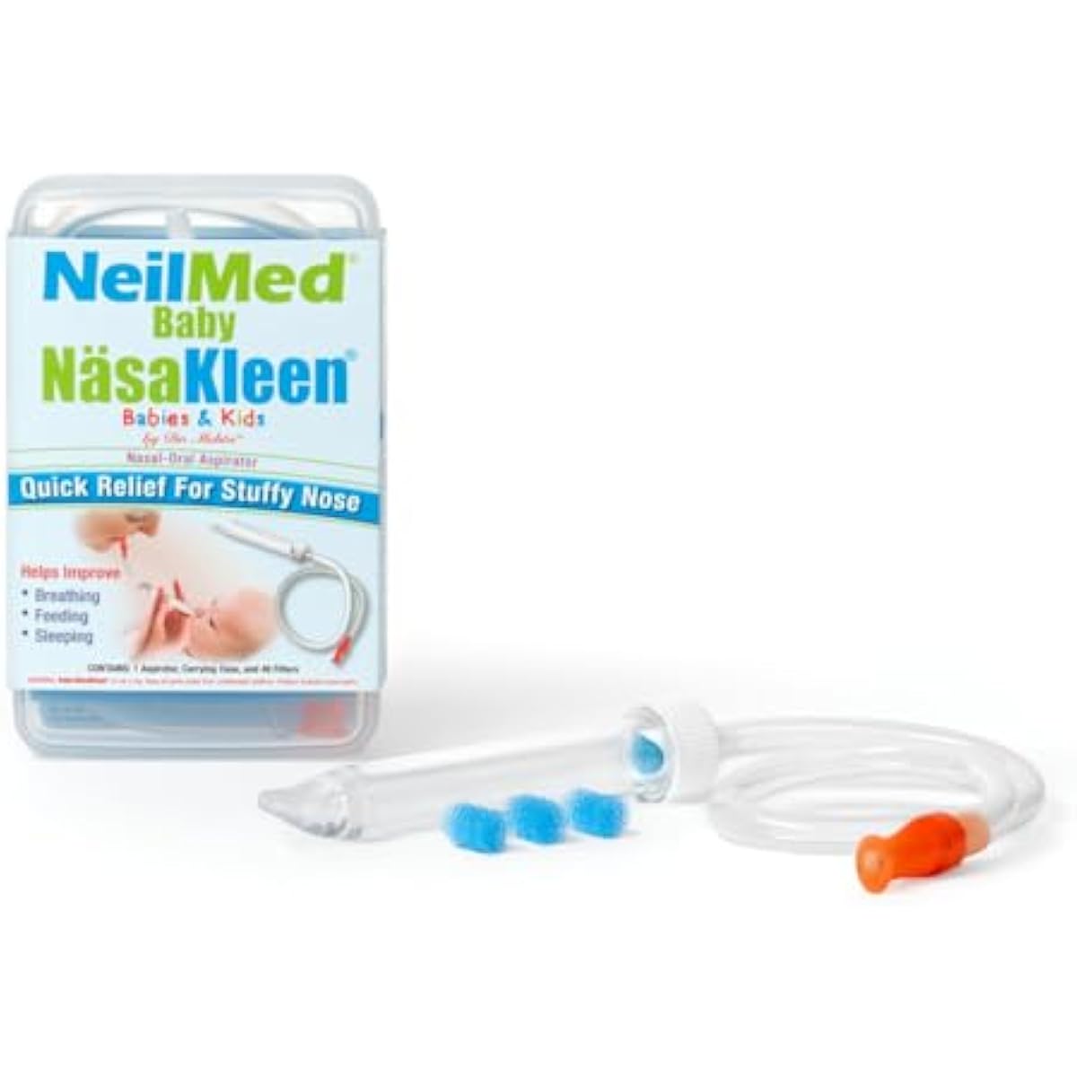 NeilMed Baby Nasal-Oral Aspirator with 49 Hygiene Filters and Travel Case