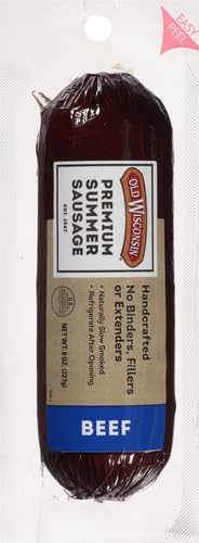 old wisconsin premium summer sausage, 100% natural meat, beef flavor, 8 ounce, keto, gluten free