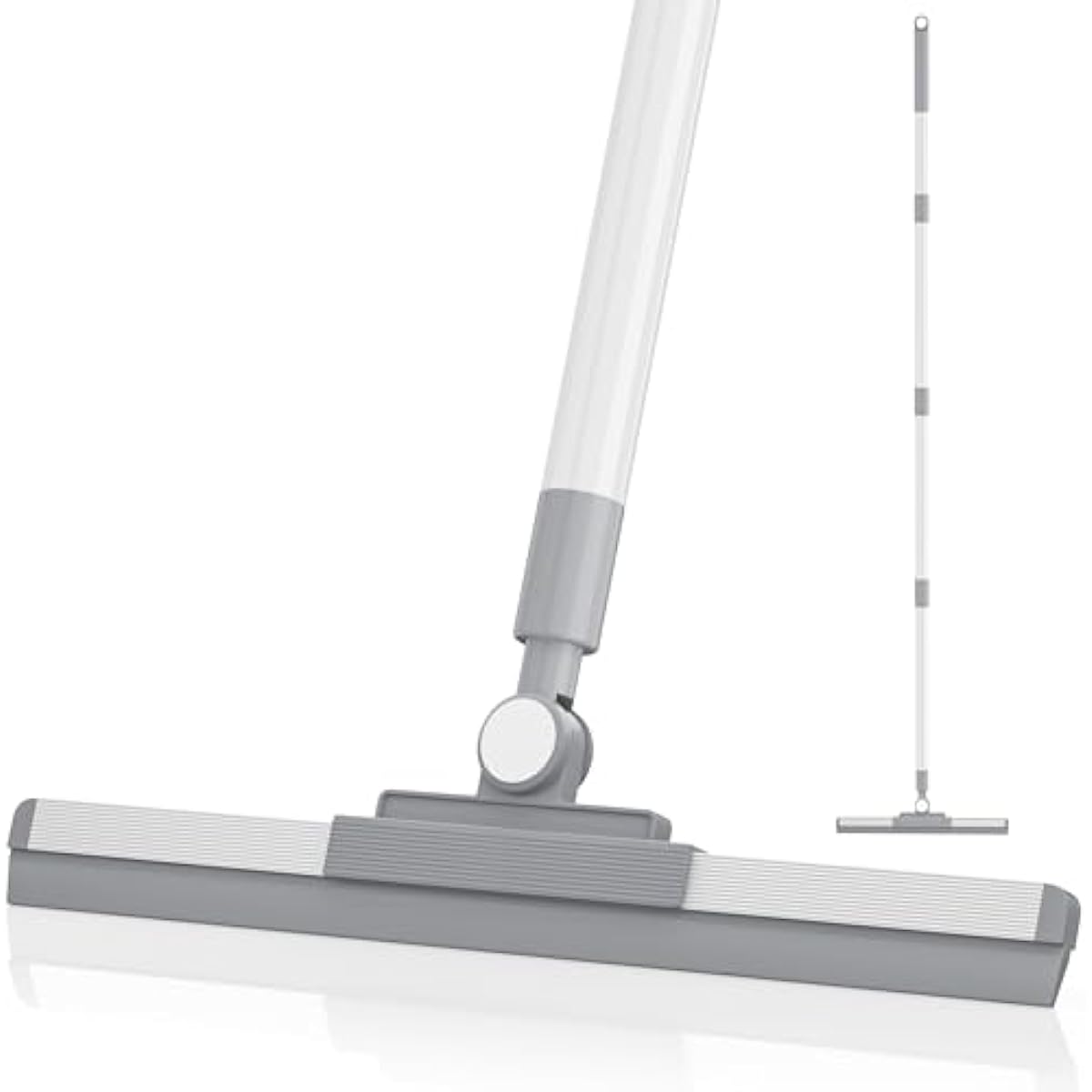180° Rotating Floor Squeegee with 52'' Long Handle for Floor, Window, and Bathroom Cleaning (White)