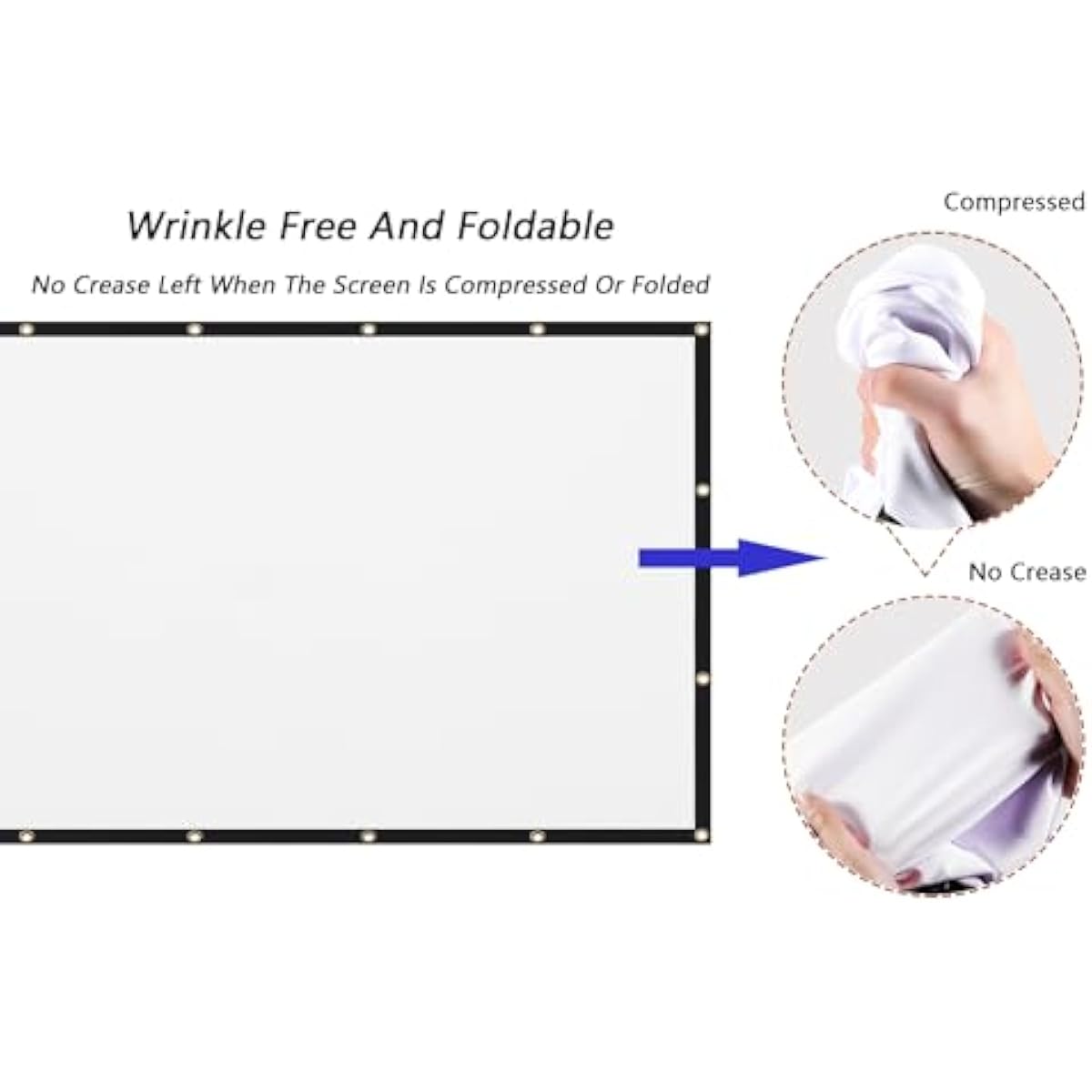 120 inch Projector Screen 16:9 Foldable Anti-Crease Portable Projector Movies Screens for Home Theater Outdoor Indoor Support Double Sided Projection
