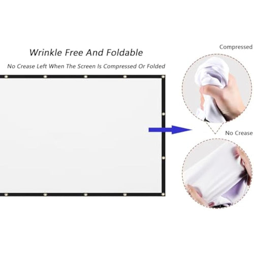 120 inch Projector Screen 16:9 Foldable Anti-Crease Portable Projector Movies Screens for Home Theater Outdoor Indoor Support Double Sided Projection