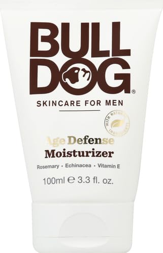 Bulldog Mens Skincare and Grooming Face Moisturizer Age Defense, 3.3 Fluid Ounce for Men's Regular Sensitive Skin