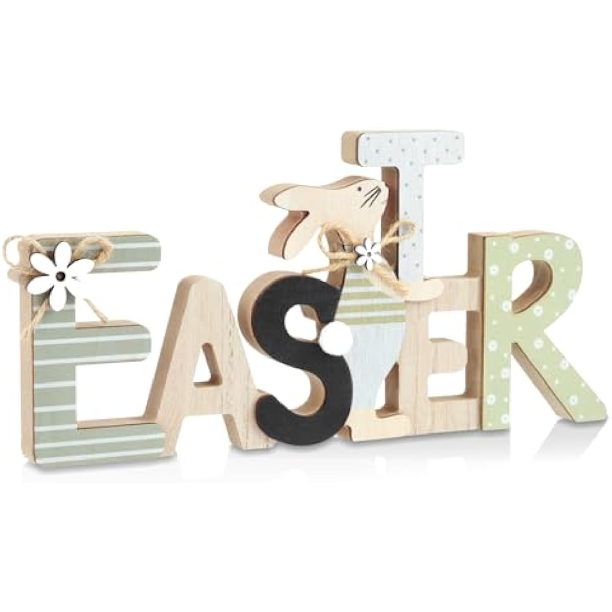 Farmhouse-style Wooden Bunny Easter Decorations for Home Indoor Tiered Tray Display