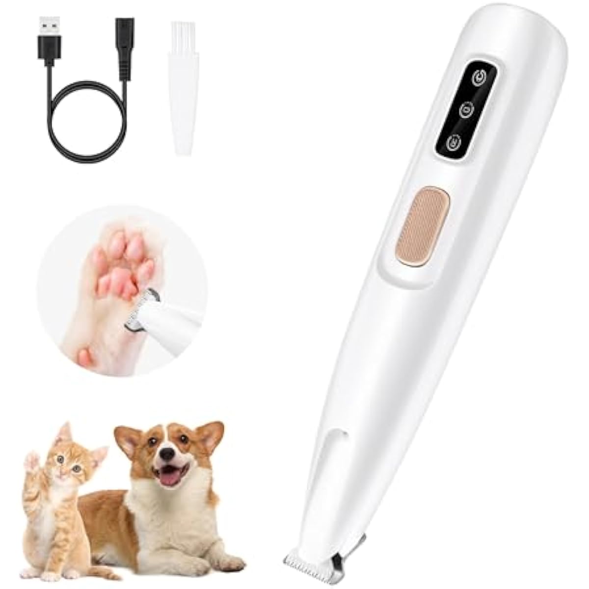 Mcbazel Pet Micro Precision Trimmer, Multifunctional Pet Hair Trimmer Waterproof Rechargeable Shaver with LED Light for Paws Eyes Ears Face Buttocks for Small Dogs and Cats，50dB Quiet Shave.