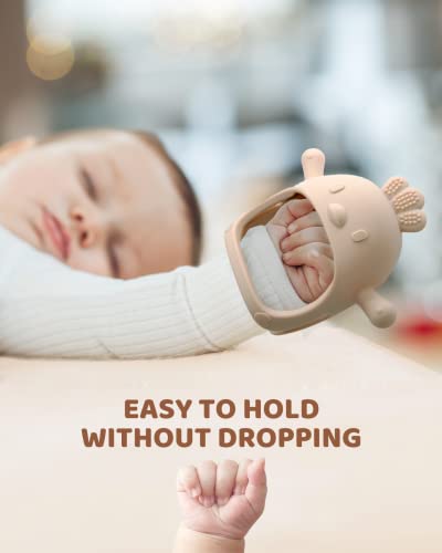 2-pack ChooKaChoo silicone teething mitten for babies over 3 months, anti-dropping, BPA free