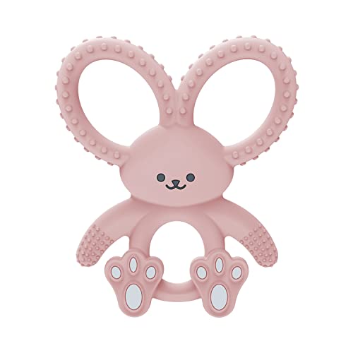 Dr. Brown's soft 100% silicone, BPA free, teething toy for 3m+ babies, pink bunny design