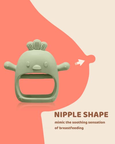 2-pack ChooKaChoo silicone teething mitten for babies over 3 months, anti-dropping, BPA free