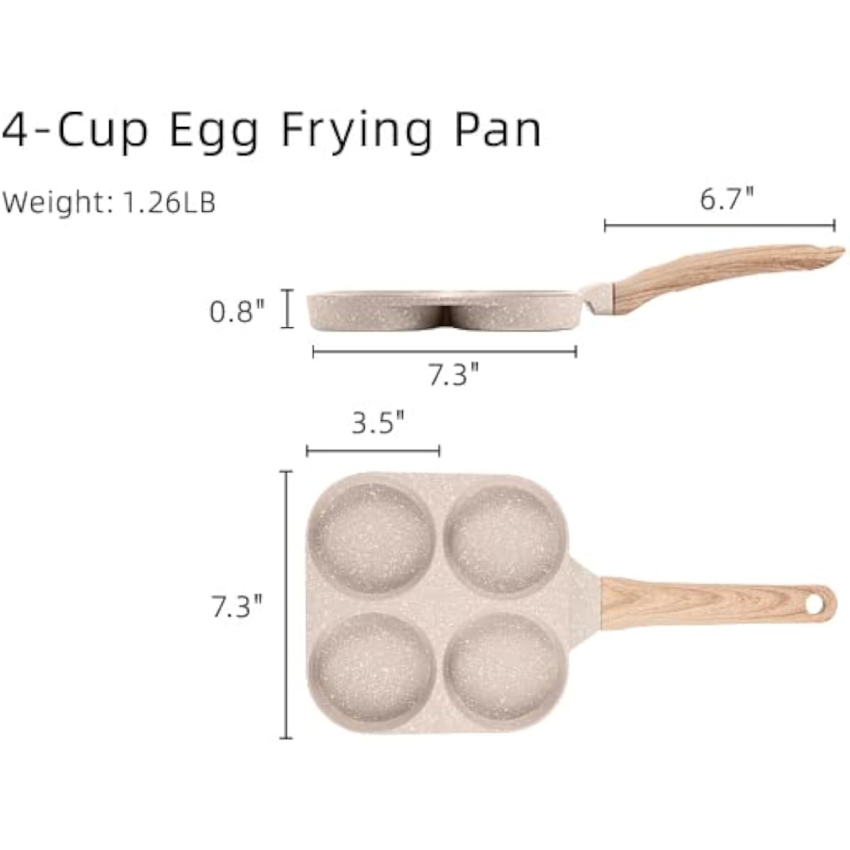CAROTE 4-Cup Nonstick Granite Omelette Skillet, Pancake Pan and Healthy Egg Cooker for Gas Stove & Induction Cookware
