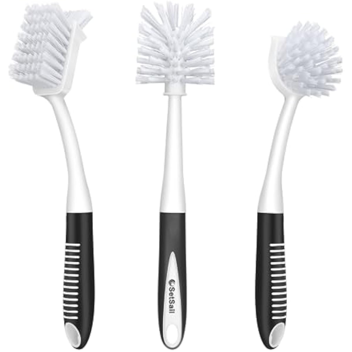 SetSail Dish Brush Set of 3 with Bottle Brush and Scraper Tip for Deep Cleaning