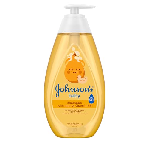 johnson's baby shampoo with aloe vera & vitamin b5, tear free, newborn essentials, 20.3 fl oz