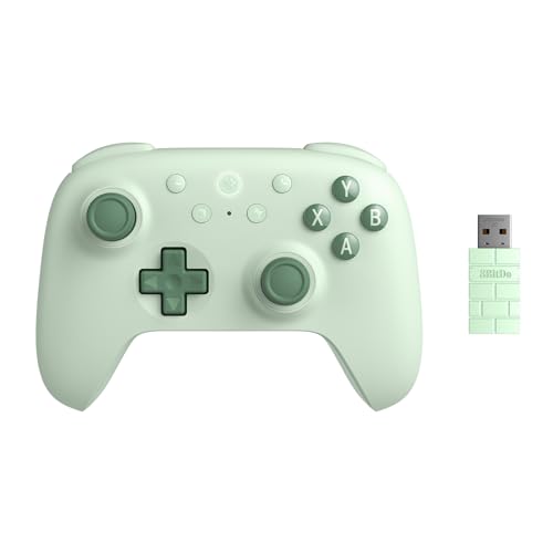 8bitdo ultimate 2c wireless controller for windows pc and android with 1000hz polling rate, hall effect joysticks and triggers, and remappable l4/r4 bumpers in green