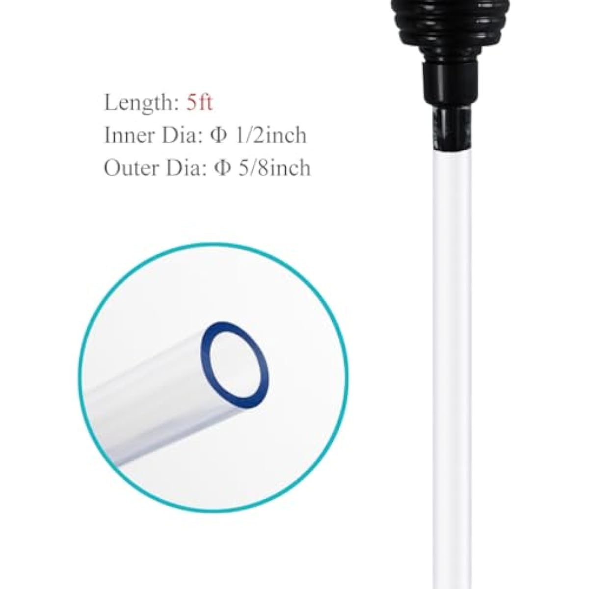 5ft long aquarium siphon vacuum cleaner for fish tank cleaning gravel and sand with durable pc hose