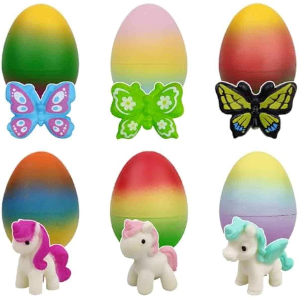 JoFAN 6 Pack Butterfly Unicorn Hatching Surprise Eggs Easter Eggs for Kids Boys Girls Easter Basket Stuffers Gifts Birthday Party Favors Fillers