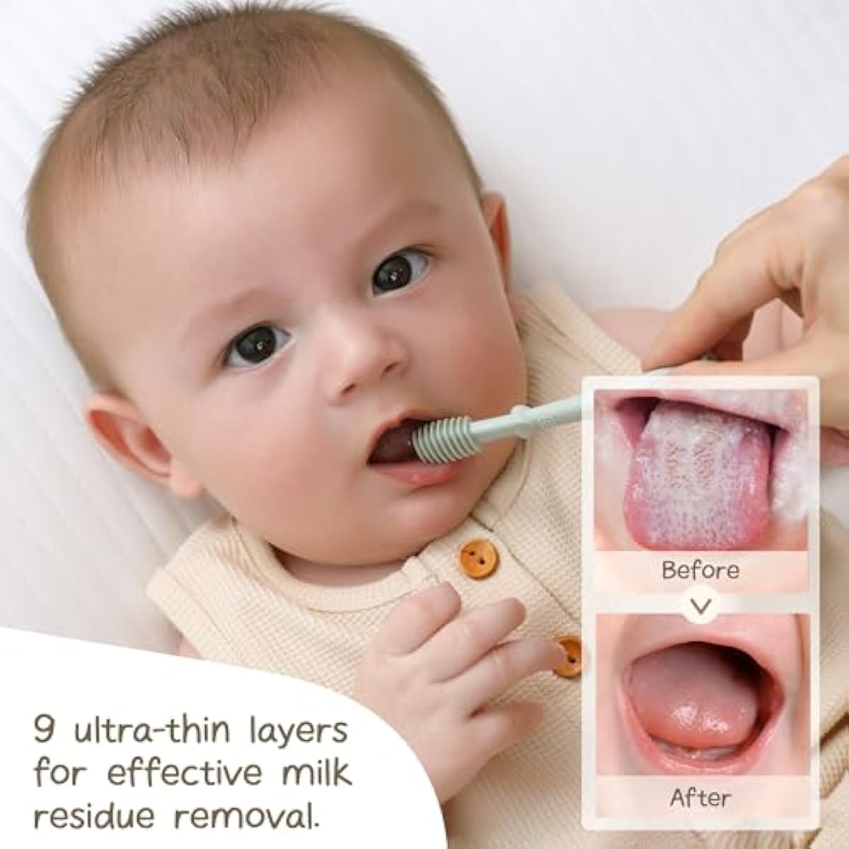 Moonkie Baby Finger Toothbrush Tongue Oral Cleaner Kit for 3 Months +, 3 Pcs, Blush/Pale Mauve/Blush Soft Touch Design