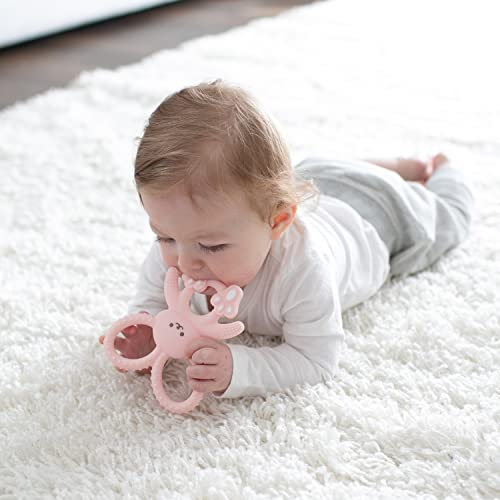 Dr. Brown's soft 100% silicone, BPA free, teething toy for 3m+ babies, pink bunny design