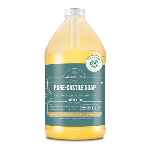 wholenaturals pure castile soap liquid ewg verified palm oil free unscented 64 fl oz