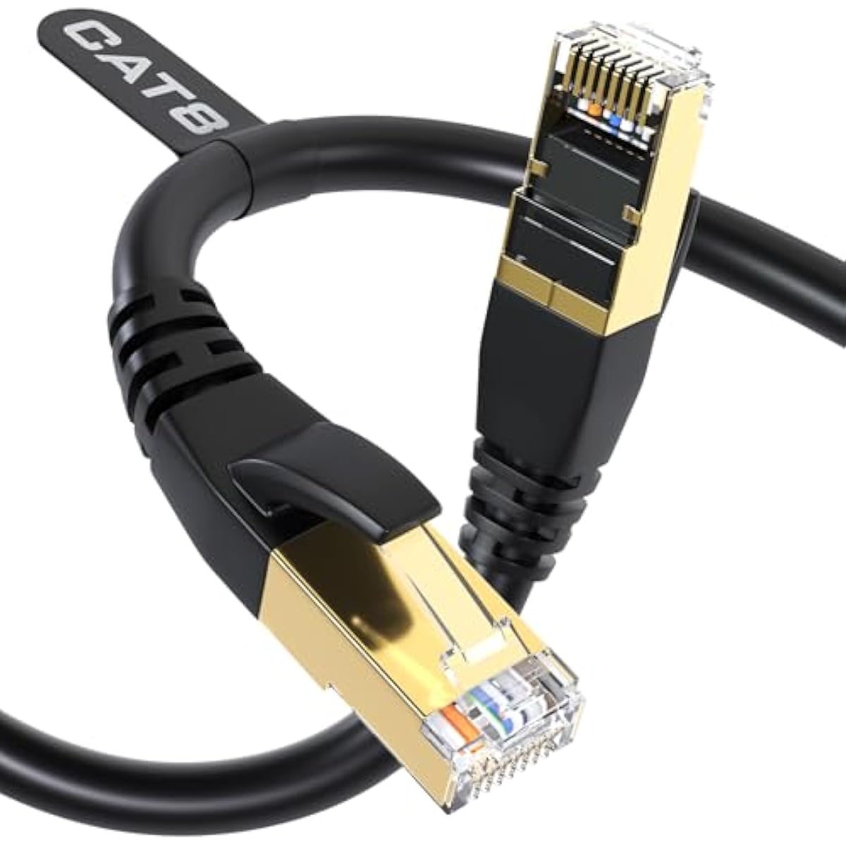 DbillionDa 40Gbps Cat 8 Ethernet Cable, 6FT Heavy-Duty for Indoor/Outdoor Use, Gold-Plated RJ45, Weatherproof & UV Resistant