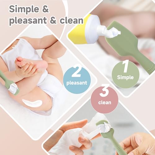 Red, Green, and Grey Baby Diaper Cream Spatula Applicators 3 Pack Soft Silicone