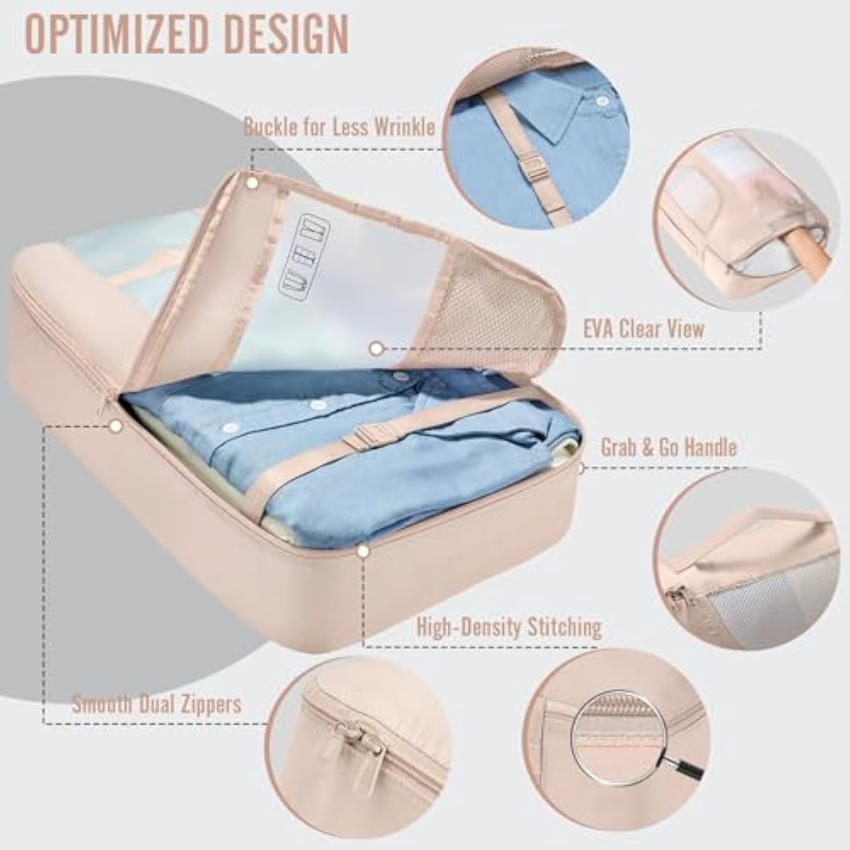 vekens 8-set packing cubes nylon organizer bags for beach vacation cruise ship travel essentials suitcase