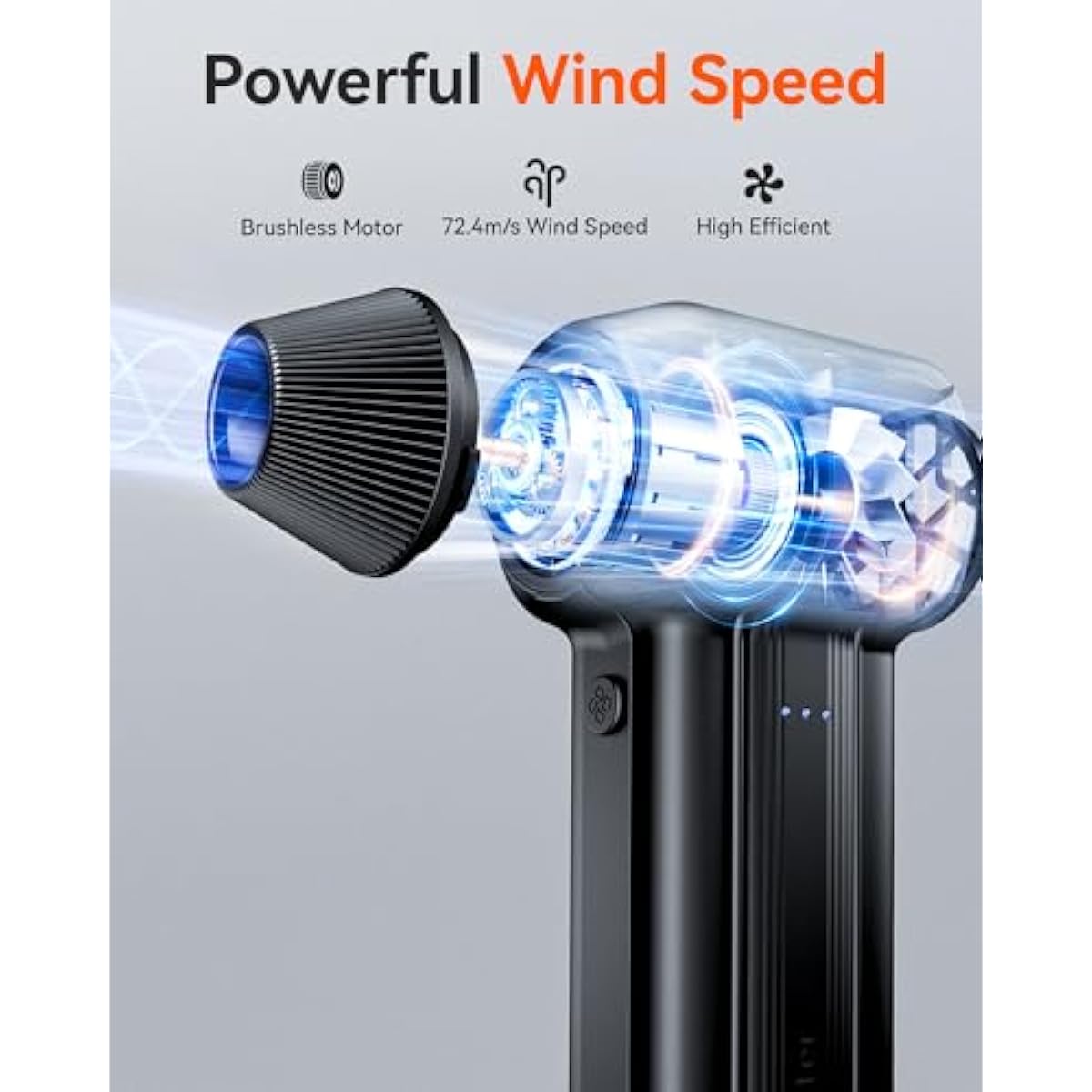 WOLFBOX MF60 Compressed Air Duster-110000RPM Super Power Electric Air Duster, 3-Speed Adjustable Rechargeable Cordless Air Blower with Fast Charging for PC Keyboard Cleaning, Car, Home, 5 Nozzle