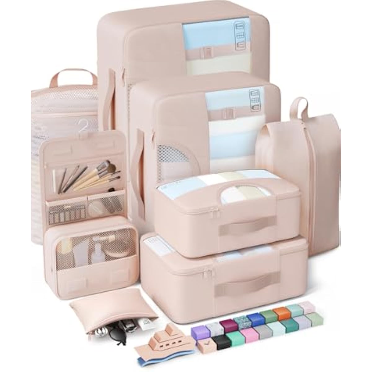 vekens 8-set packing cubes nylon organizer bags for beach vacation cruise ship travel essentials suitcase