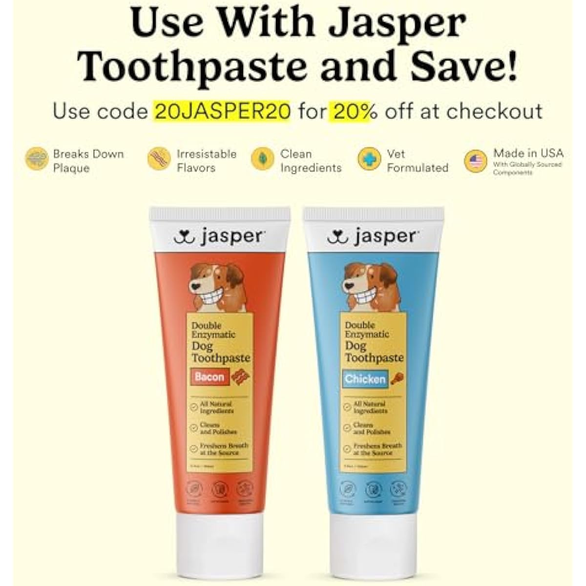 Jasper 2-pack 360-degree dog toothbrush kit for small and large pets, blue