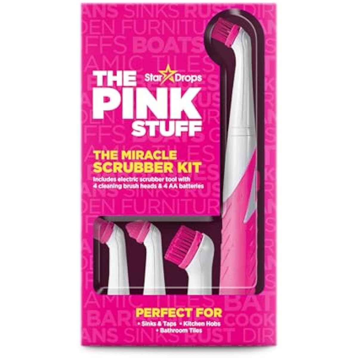 The Pink Stuff - Stardrops - The Miracle Scrubber Kit - 4 Cleaning Brush Heads