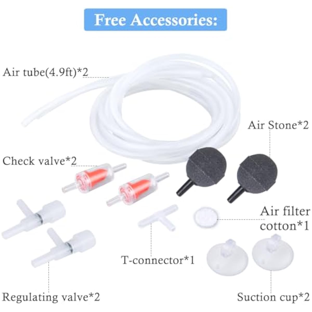 hitop whisper adjustable fish tank aerator with dual outlet for 20 to 100 gallon aquariums