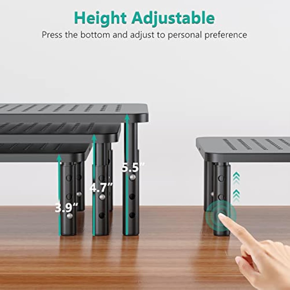 wali computer monitor stand adjustable laptop riser black 1 pack