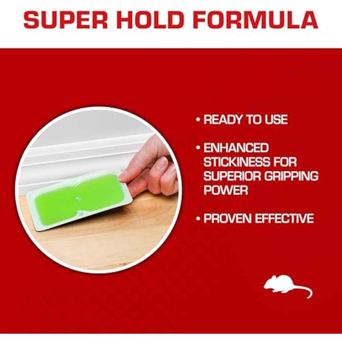 Tomcat Super Hold Glue Traps Mouse Size for Mice, Cockroaches, Spiders, and Scorpions, Ready-To-Use, 4 Traps