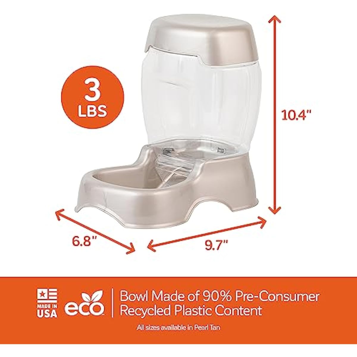 petmate pet cafe feeder dog and cat feeder, 3 sizes, made in usa, pearlescent colors