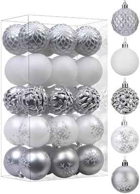 SHareconn 30ct 2.36 Inch Christmas Tree Balls Ornaments, Colored Shatterproof Plastic Decorative Baubles Decorations for Xmas Tree Decor Holiday Party Wedding Decoration (Red & Gold, 60mm)