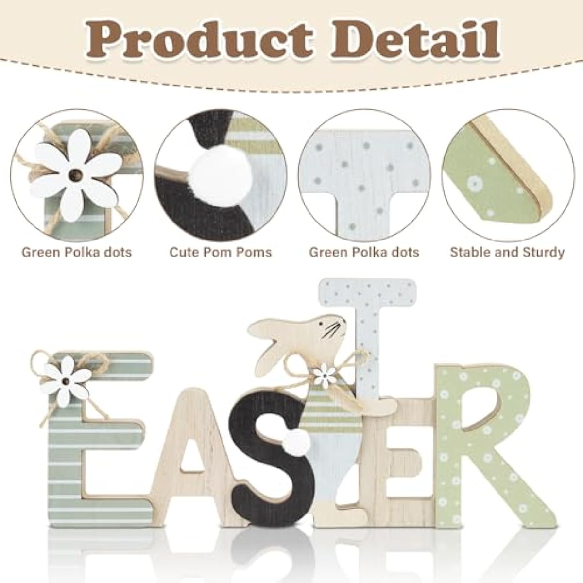 Farmhouse-style Wooden Bunny Easter Decorations for Home Indoor Tiered Tray Display