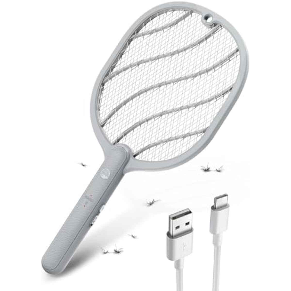 Electric Fly Swatter, 3800V Handheld Bug Zapper Racket, Type-C Rechargeable, Mosquito Zapper for Indoor Outdoor, 3-Layer Safety Mesh, Easy to Use, Lightweight (Basic 1 Pack)