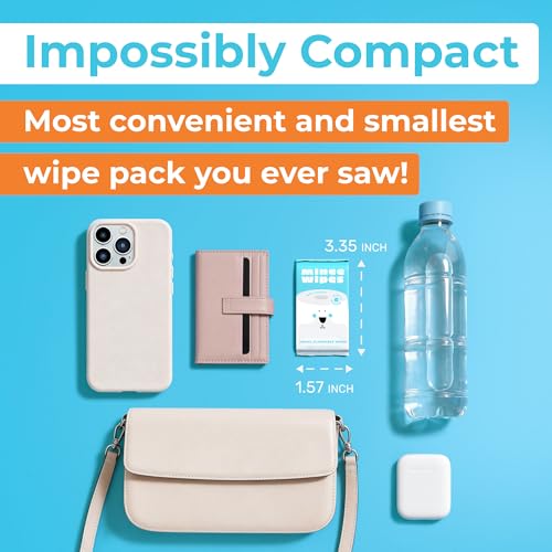 Compact Travel Flushable Wipes for Sensitive Skin - 99.5% Water and Aloe - 8 Pack 48 Wipes