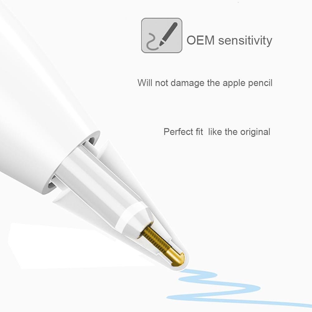 Apple Pencil 2nd Gen/ 1st Gen replacement tips, 4-pack white, durable nibs for iPad Pro Pencil 2/1