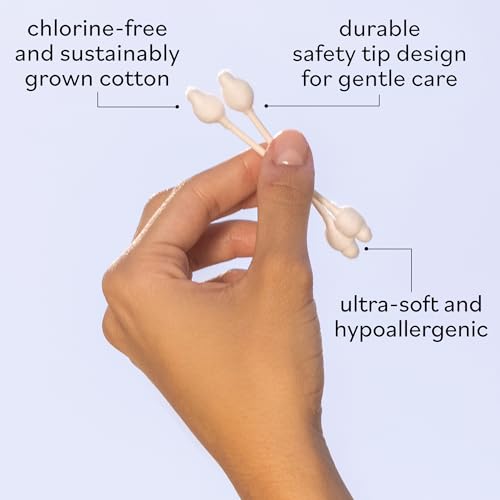 Sky Organics organic baby cotton swabs, 60 count, ultra soft, baby safe tips, strong and durable, hypoallergenic, chlorine free