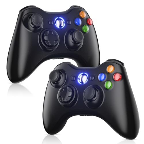 Gamrombo Xbox 360 2 Pack Wireless Controller Replacement for 360 & Slim with Windows PC Compatibility