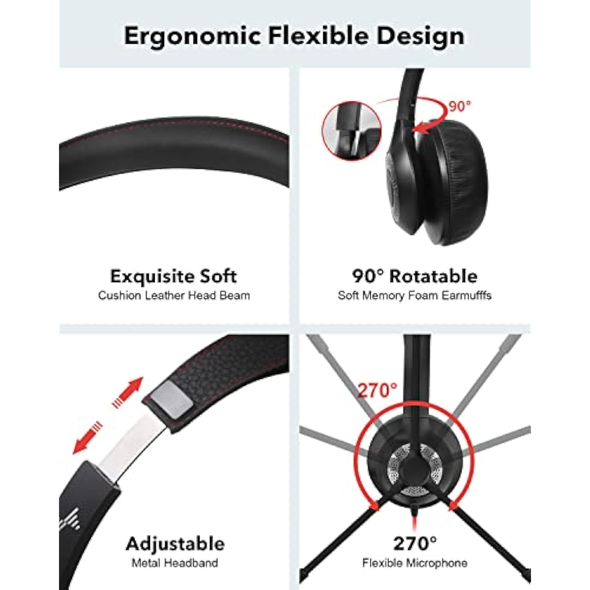 usb headset with noise cancelling microphone for pc laptop headphones black