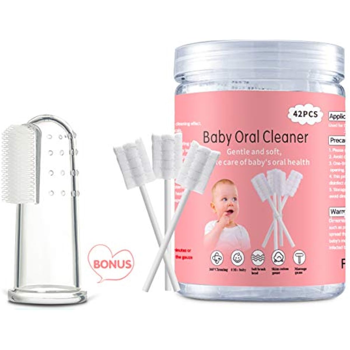 Easicuti baby tongue cleaner 42pcs disposable toothbrush for 0-36 months with free finger toothbrush