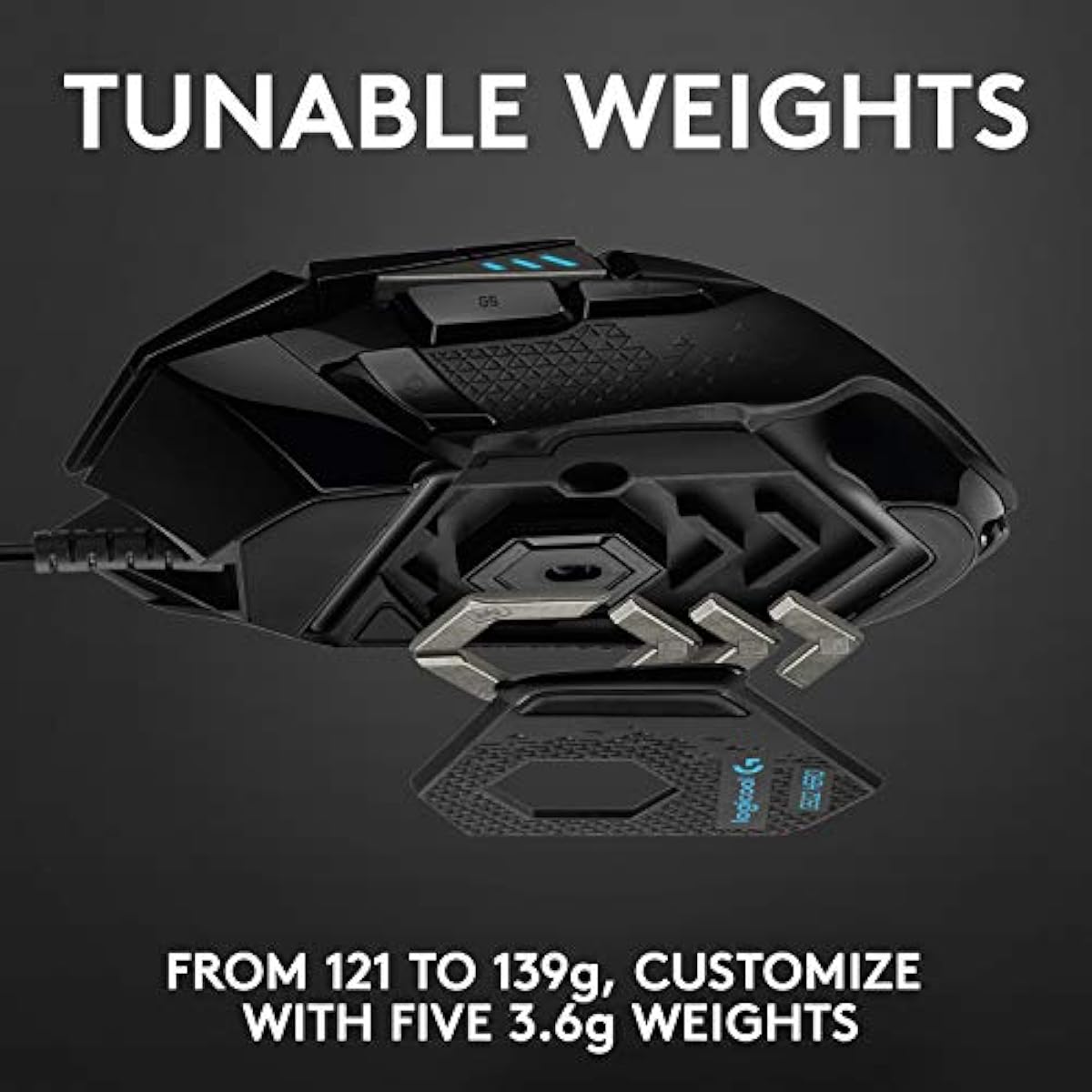 Logitech G502 Hero High Performance Wired Gaming Mouse with Hero 25K Sensor, RGB, Adjustable Weights, 11 Programmable Buttons - Black