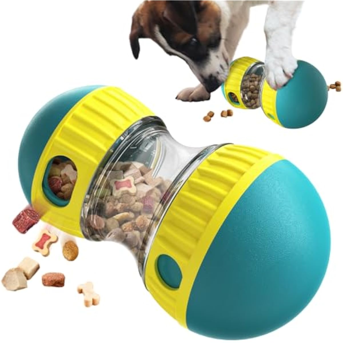 adjustable treat dispensing ball for small medium large dogs to keep them busy, green