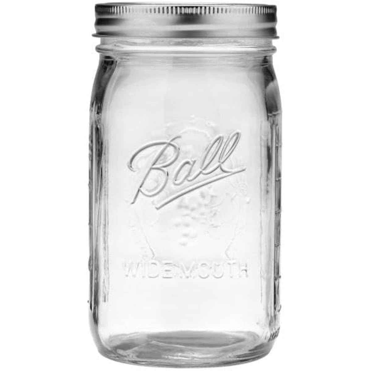 Ball Wide Mouth Glass Mason Jars with Lids and Bands, Used for Canning, Pickling, Juice, Jam, Jelly, Quart Size 32 Ounce (Pack of 2)