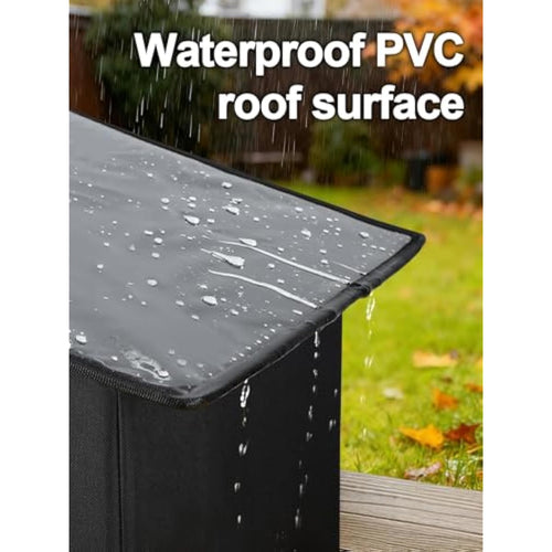 Black weatherproof heated cat house for 2-3 feral cats with thermostatic heating pad and escape door