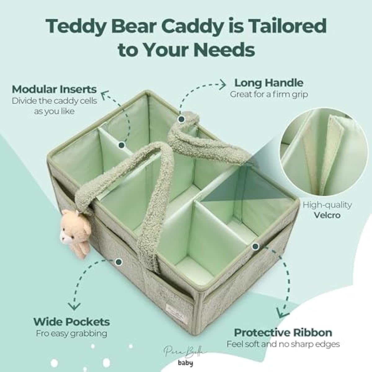 PeraBella Diaper Caddy Organizer for Changing Table, Storage Basket for Wipes and Essentials